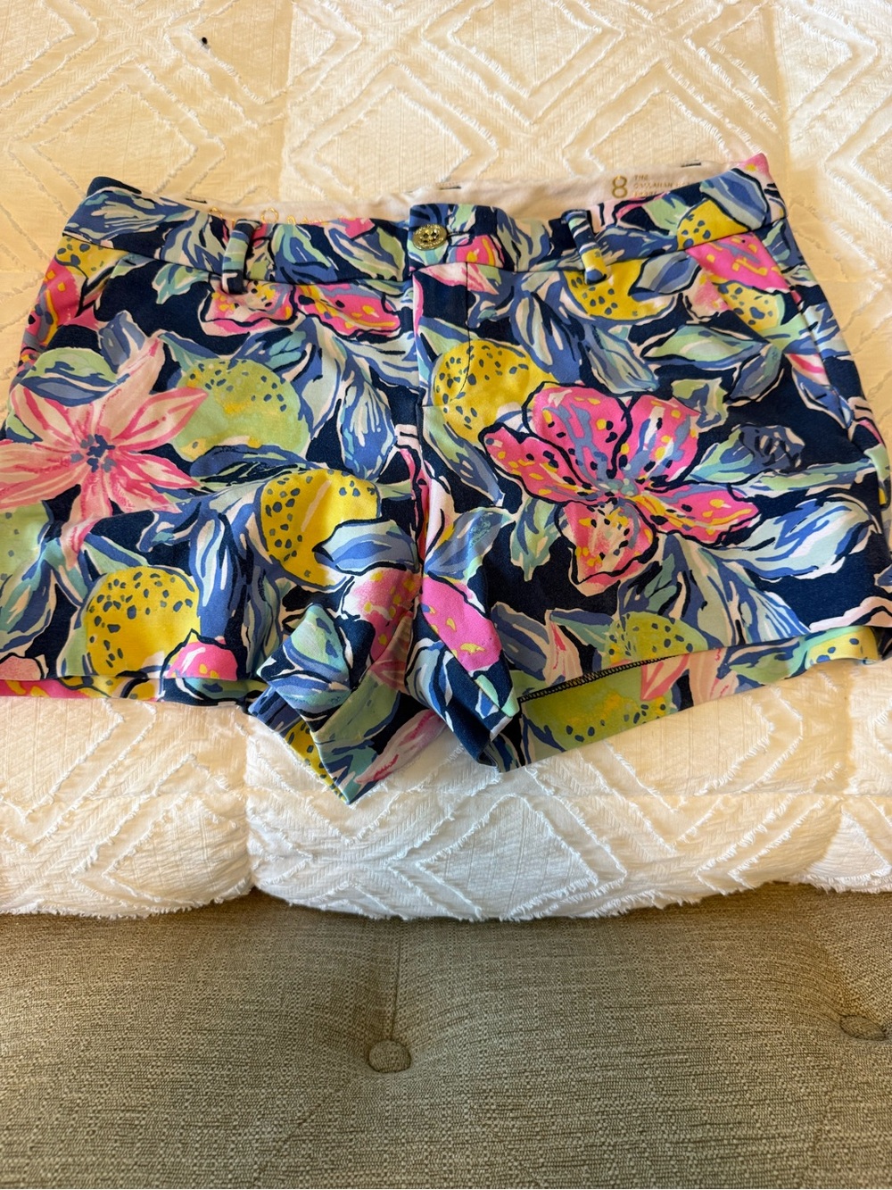 Lilly Pulitzer Callahan Stretch Navy Floral & Citrus Print Shorts
